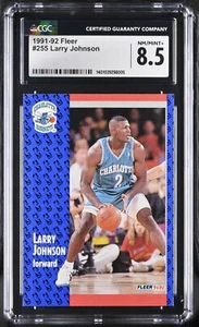 1991-92 Fleer 255 Larry Johnson RC Hornets ROOKIE Card CGC Grade 8.5 NM/MT+ - Picture 1 of 2