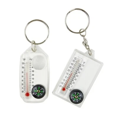 1PC Small Compasses Thermometer Keychain, Pocket Sized Keyring Gear for Camping - Image 1 of 4