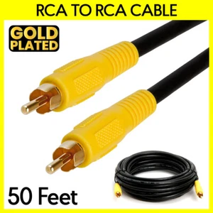 RCA Cable 50 Feet Single RCA Subwoofer Cable Composite Video Audio Soundbar Cord - Picture 1 of 3