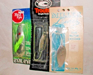 3 VINTAGE GRIZZLY MILLER-EVIL EYE FLATTER-SPIN LÖFFEL, DOWNRIGGER TROLLING KÖDER - Bild 1 von 5