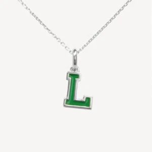 Sterling Silver Green Enamel "L" Pendant - Picture 1 of 1