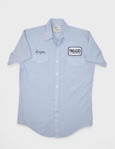 Vintage Riverside Shirt Mens 15.5 80s Workwear Hickory Stripe Chain Stitch USA - Picture 1 of 8