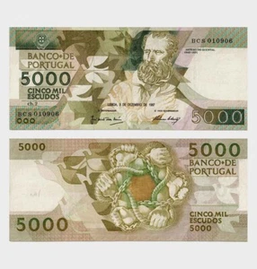 Portugal - 1987 - 5000 Escudos - Ch.2 - "F+" #ED4708 - Picture 1 of 6