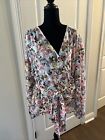 Lane Bryant Classic Crop Sheer Full-Wrap Floral Long Sleeve Top Size 28