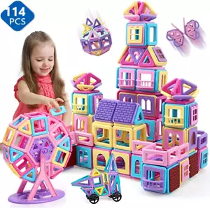 114 PIEZAS Azulejos Magnéticos Genius Bloques de Construcción JUEGO Juguetes para Niños Niñas REGALO - Imagen 1 de 15