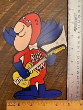 Vintage Bud Man Decal Sticker Retro Budweiser Guitar 7” X4.5” Advertisement Beer