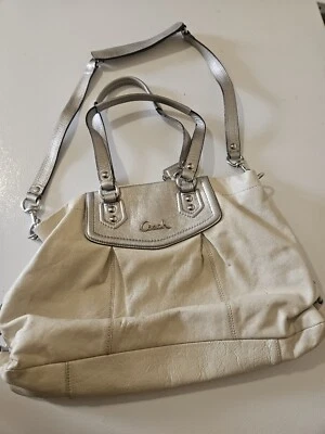 Bolso de mano Coach Hobo de cuero crema con plata marfil F19243 Foto 1 de 4