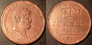 Italia - Napoli - Ferdinando II - 10 Tornesi 1857 ! KM#369 - Foto 1 di 2