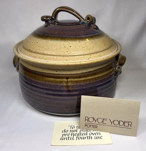 Royce Yoder Handmade Pottery Covered Casserole Tureen Brown Hues Pennsylvania 8” - Picture 1 of 24