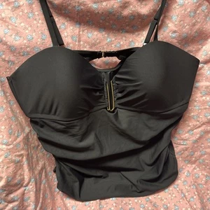 SEXY Badeanzug Top Tankini schwarz PLUNGE Time And Tru BADEANZUG 2X 20W 22W BH - Bild 1 von 11
