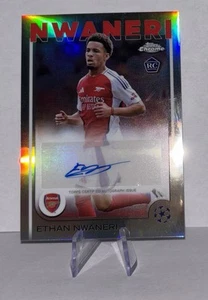 2024-25 Topps Chrome UCC Ethan Nwaneri Silver Refractor Auto Arsenal Rookie RC - Bild 1 von 1