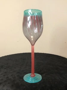 Alex Brand Kunstglas mundgeblasen Weinkelch 9-1/2" hoch, signiert - Bild 1 von 7