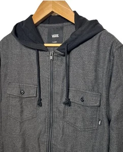 Vans Full Zip Hooded Trucker Jacket Gray Black Size XL NWT - Picture 1 of 10
