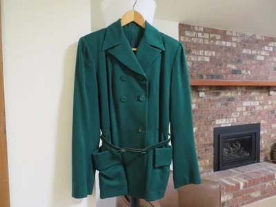 Vintage 1940’s Peter Lennox Wool Gabardine Double-Breasted Skirt Suit Green WWII - Image 1 of 4