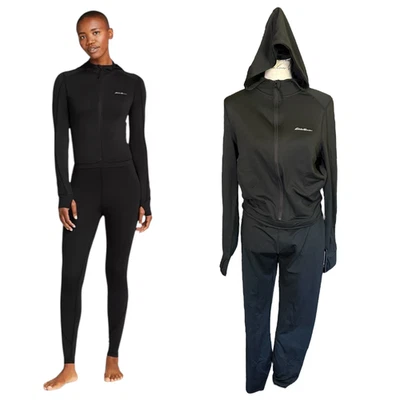 Eddie Bauer Black Base Layer Brushed Hooded Catsuit Size Large - Image 1 of 4