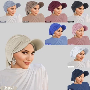 Gorro Turbante Exterior Protección Solar Mujeres Musulmán Hiyab Pañuelo Bufanda Gorra Sombrero - Imagen 1 de 28