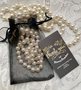 Atemberaubende 72 Zoll Vintage Faux Elfenbein Perle 10 mm Perlen handgeknüpft Halskette - Bild 1 von 8