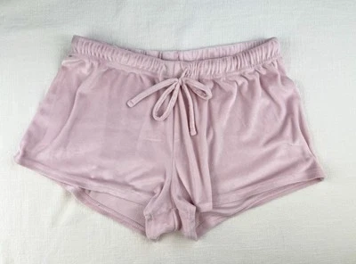 Juicy Couture Women’s Bubble Gum Pink Velour Spellout Rhinestone Shorts Size M - Image 1 of 4
