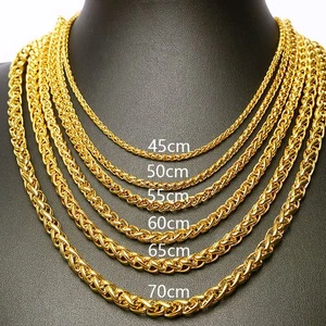18-31.5"MEN Stainless Steel 3/4/5/6/8mm Gold Plated Miami Cuban Chain Necklace - Picture 1 of 15