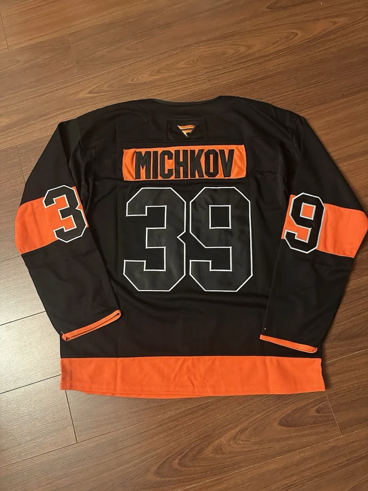 NWOT Fanatics Matvei Michkov Philadelphia Flyers Jersey Size 50 #39 Black/Orange - Image 1 of 4
