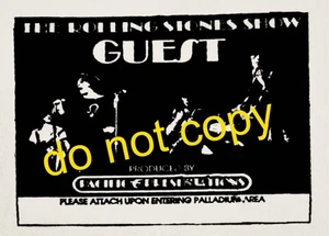 Rolling Stones + Stevie Wonder backstage pass. Hollywood Palladium, 6/9/72 - Picture 1 of 2