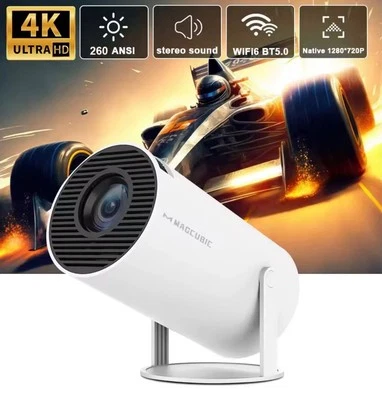 4K HD Portable Smart 180° Projector Surround Sound Bluetooth Built In Speakers - Image 1 of 4
