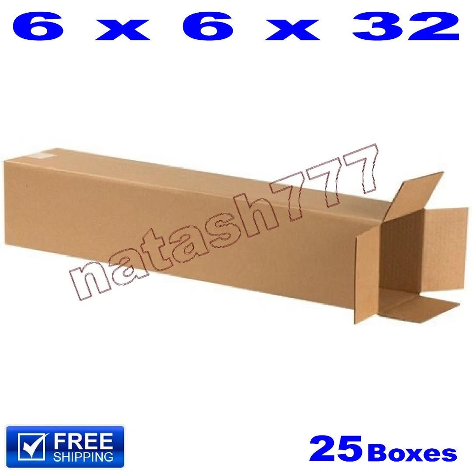 25 - 6x6x32 Cardboard Boxes 32ECT Mailing Packing Shipping Corrugated Carton - Image 1 of 1