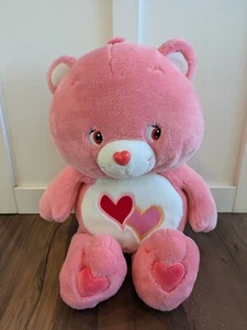 Jumbo XL Vintage Care Bear Plush RARE Pink Love-A-Lot Hearts 27" 2002 - Picture 1 of 12