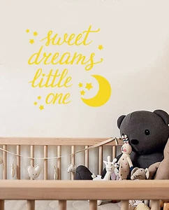 Vinyl Wall Decal Quote For Baby Room Sweet Dreams Moon Stars Stickers (3723ig) - Picture 1 of 3
