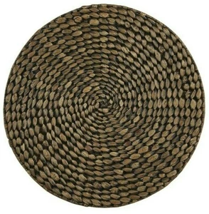 NEW Braided Placemat Hyacinth BROWN 15" Round Farmhouse Woven Natural Chic - Picture 1 of 2