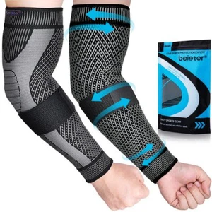 Compression Arm Sleeves with Elastic Strap for Men & Women Pairs Elbow Braces... - Picture 1 of 7