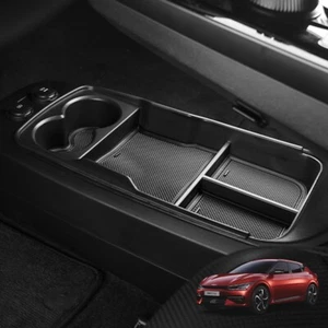 Black Armrest Box Storage for Kia EV6 Interior Central Console Tray Organizer - Picture 1 of 9