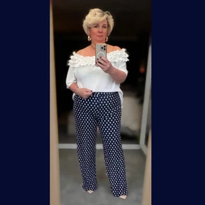 PANTALONES ARRUGADOS MUJER MUJER MUJER TALLA GRANDE TALLA GRANDE PANTALONES LUNARES - Imagen 1 de 6