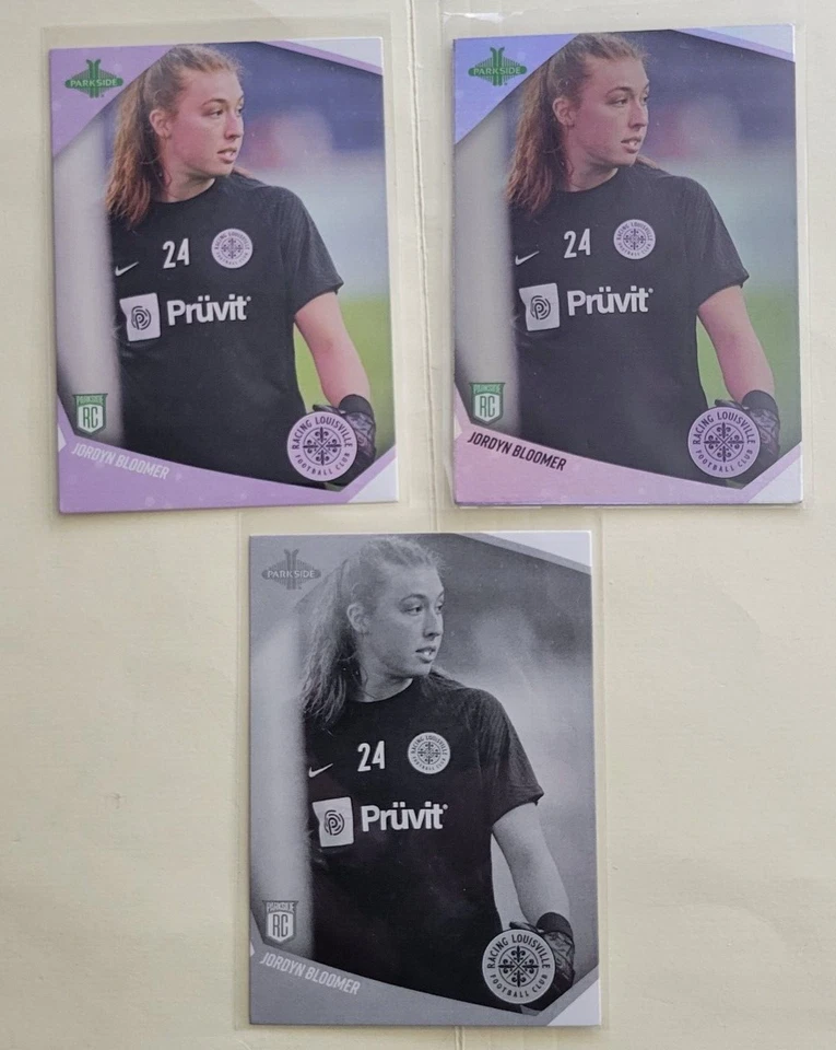 2022 PARKSIDE NWSL JORDYN BLOOMER RC BASE FOIL B&W #134 RACING LOUISVILLE 3 CARD - Image 1 of 1