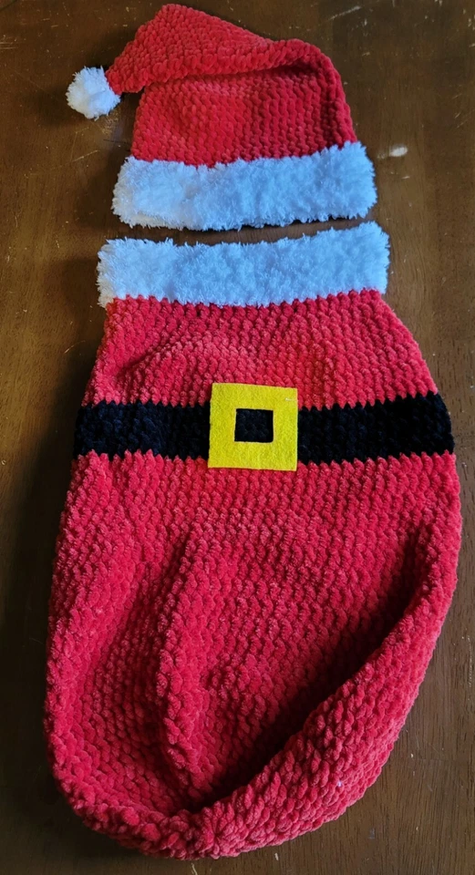 Traje de Papá Noel Baby Cocoon hilo de terciopelo ganchillo hecho a mano imagen de Navidad 🎅🧑‍🎄 Foto 1 de 1