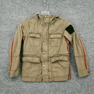 Diesel Jacket Kids Youth 7 Brown Utility Pocket Full Zip Snap Hooded Outdoor - Picture 1 of 18
