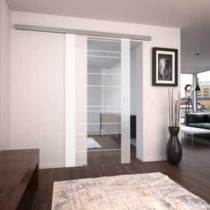 Design Schiebetür Ganzglasschiebetür Soft-Close Komplettset alle Größen - Bild 1 von 8