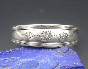 Pulsera marroquí de plata de ley .925K, brazalete de plata de peluquero tallado, - Imagen 1 de 11