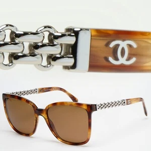 Chanel Sunglasses Chain Brown Tortoise Silver Square 5325 c.1525 54mm 261124 - Picture 1 of 12