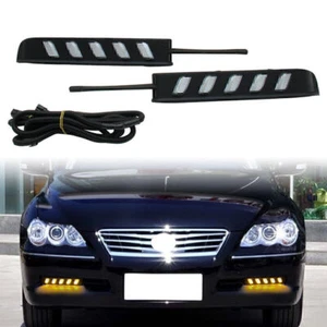 LED Daytime Running Lights DRL Amber White Lamp Fit Toyota REIZ Mark X 2005-2009 - Picture 1 of 11
