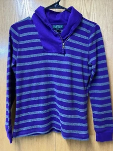 Lauren Jeans Co ~ Ralph Lauren Womens Top ~ purple & gray striped ~ size M - Picture 1 of 11