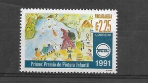 NICARAGUA 1991 PAINTING CONTEST CHILDREN DRAWING 1 VALUE MICHEL 3126 SCOTT 1905