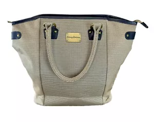 Tommy Bahama Tote Bag Haven Collection Weekender Tan/Navy Travel Carry On Beach - Picture 1 of 11