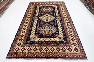 7 x 10 ft Blue Maranose Afghan Hand Knotted Wool Medallion Area living room Rug - Picture 1 of 13
