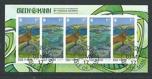 ISLE OF MAN 2017 GREEN MAN SELF ADHESIVE BOOKLET PANE FINE USED - Imagen 1 de 1