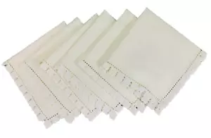 Vintage Linen dinner napkins lot of 6 ecru 16" x 16" lace trim - Picture 1 of 5