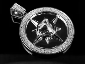 2.00CT Rund Geschliffen Künstlicher Diamant Fünf Percenters Pendel 14K Vergoldet - Bild 1 von 9