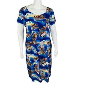 Vestido The Hawaii Original Mujer Talla Grande Azul Floral De Colección Vestido Casa Moo Moo - Imagen 1 de 7