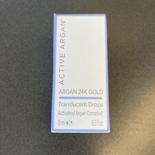 Active Argan 24K Gold Translucent Drops Face Neck Activated .5 oz  15 ml NEW