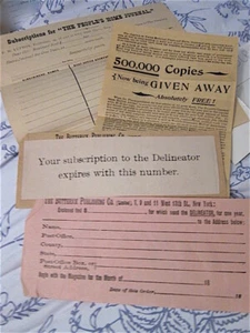 Late 19C SUBSCRIPTION FORMS Butterick Patterns + Home Journal + MailOrder Rx - Picture 1 of 8